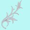 2 Pieces 5" Silver Metallic Leaf Appliques with Stems Embroidered Iron On Patches